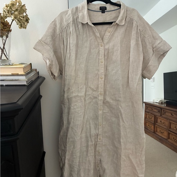 J. Crew Dresses & Skirts - J. Crew Beige Linen Shirt Dress